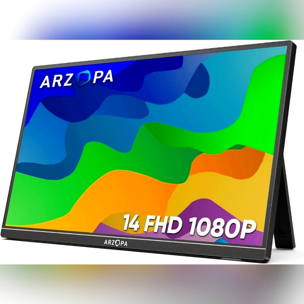 New ARZOPA 14.0" Portable Monitor Kickstand, Ultra Slim Laptop Screen
